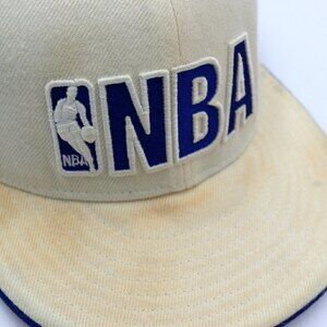Thrashed Vintage Y2k NBA White Fitted Hat 7 3/8 New Era Hat THRASHED